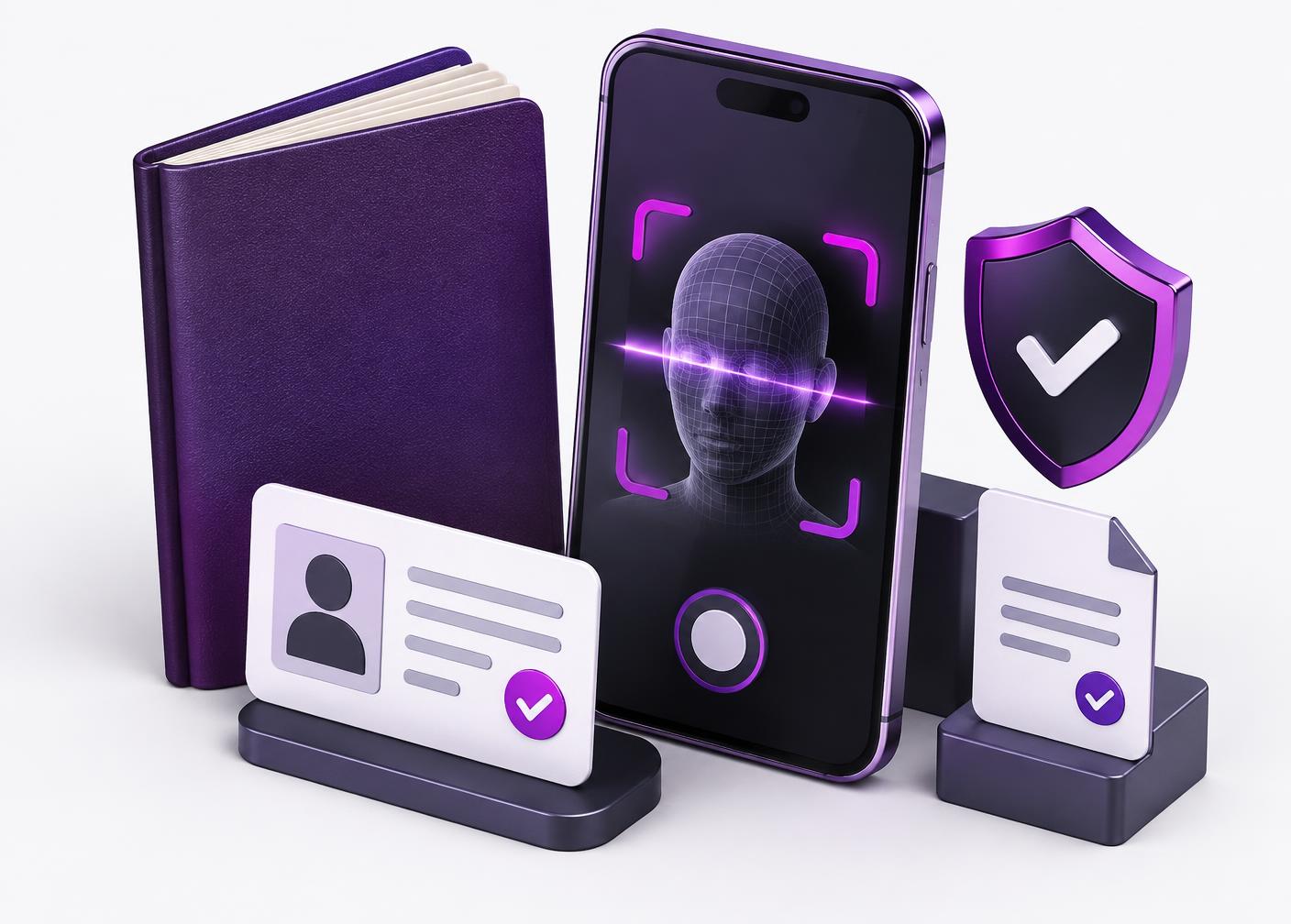 3D illustration of identity and biometric KYC verification